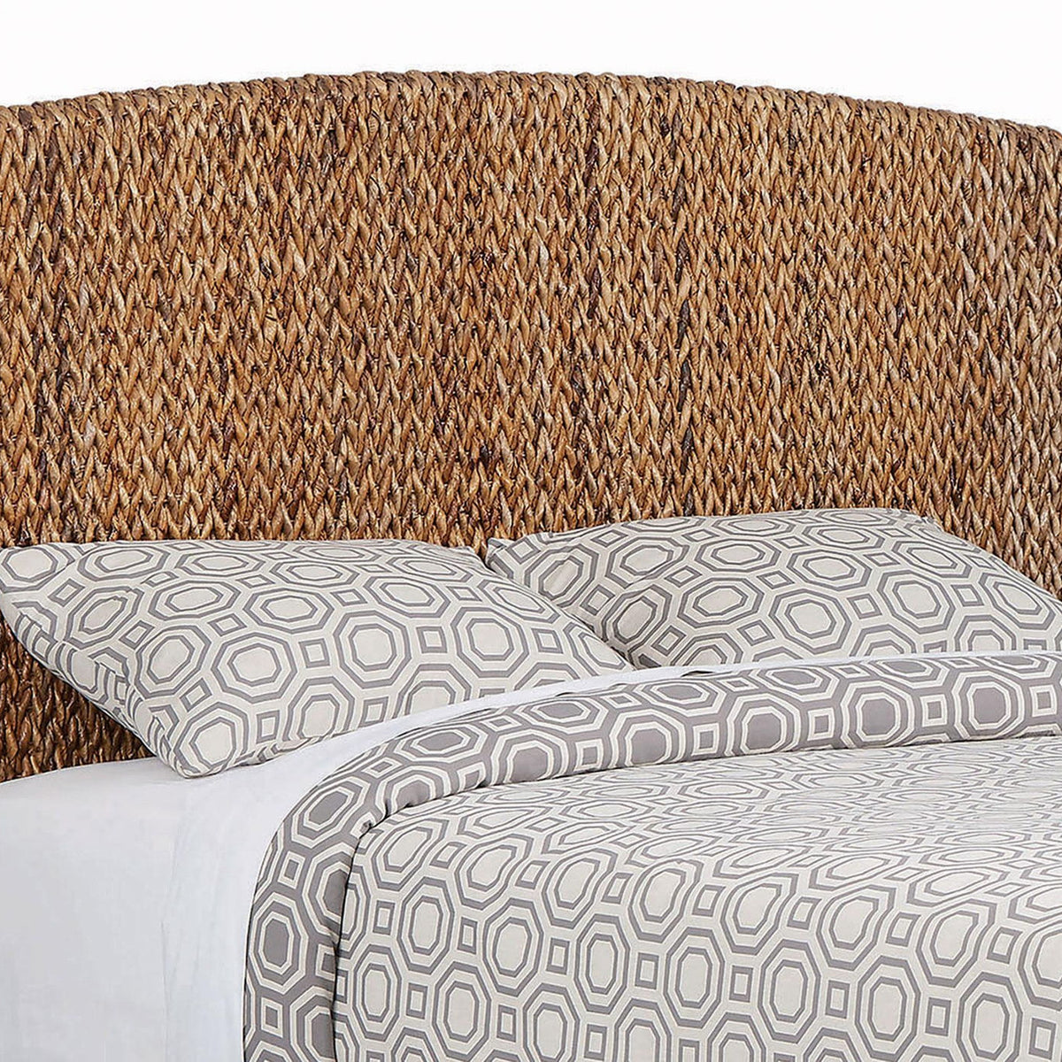 Laughton Woven Banana Leaf Queen Panel Headboard Amber