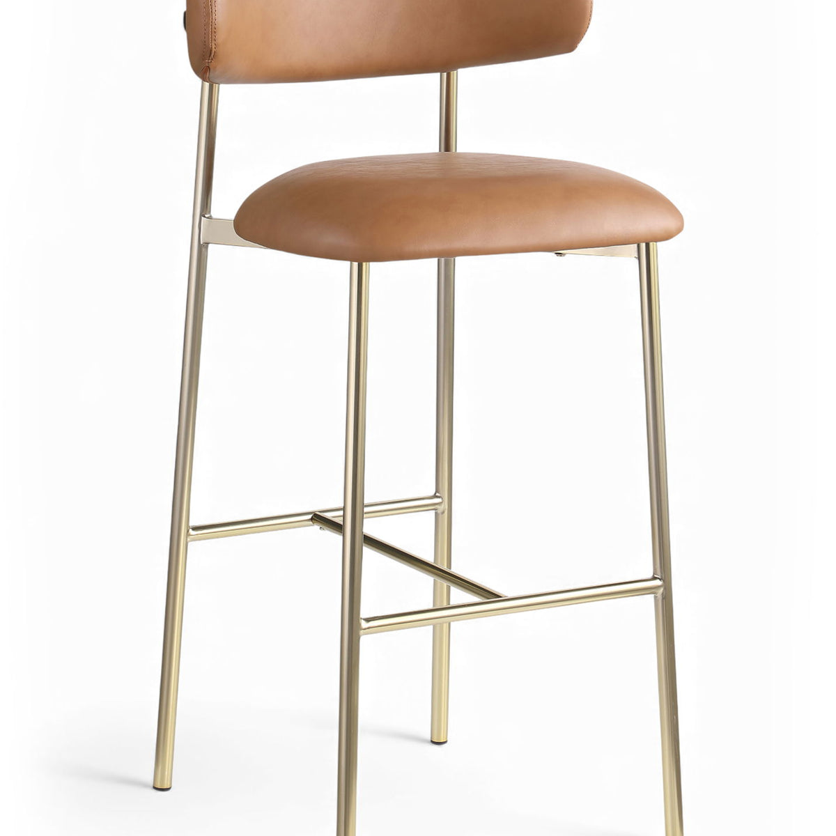 Lupita - Vegan Leather Upholstered Bar Stool With Brushed Gold Frame (Set of 2)