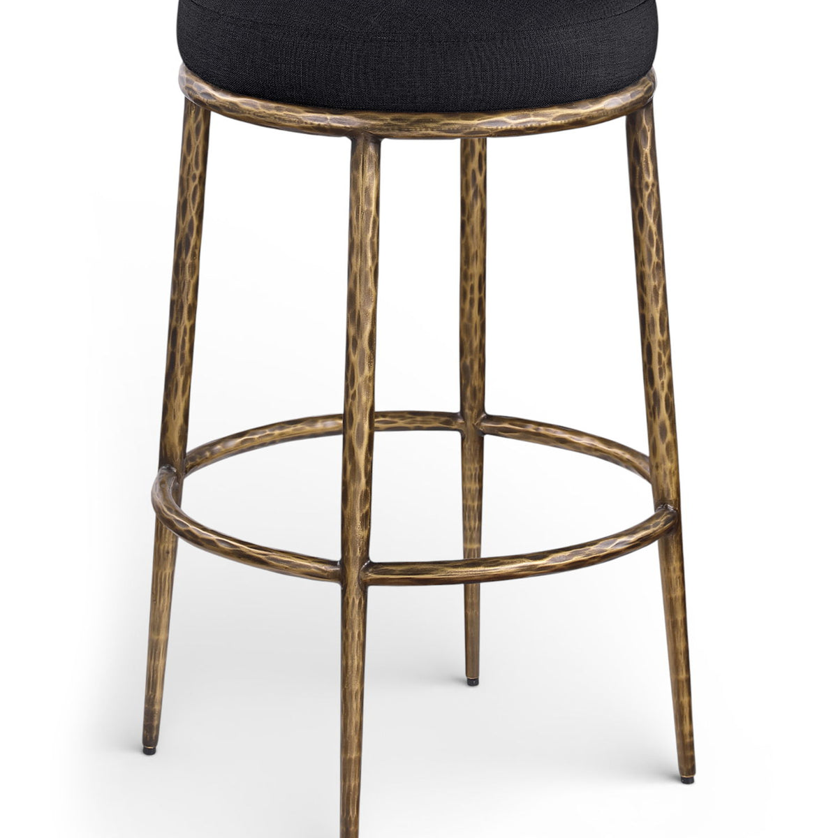 Ferro - Performance Fabric Upholstered Backless Bar Stool - Antique Brass