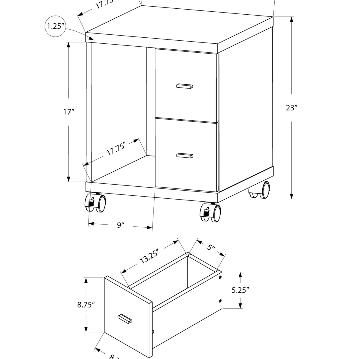 Office, File Cabinet, Printer Cart, Rolling File Cabinet, Mobile, Storage, Contemporary & Modern