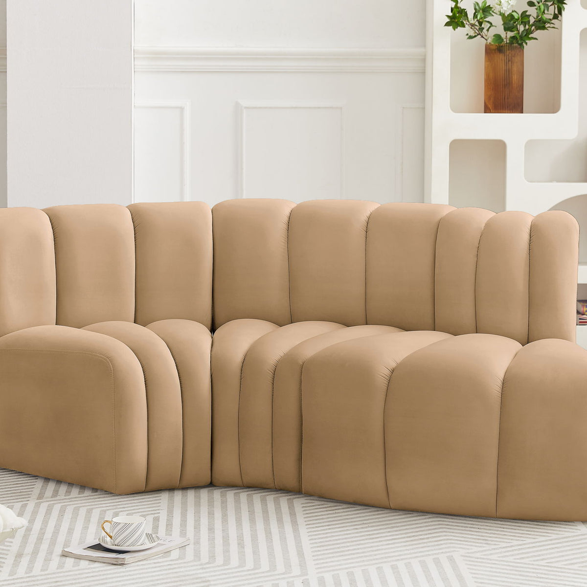 Arc - Velvet 3 Piece Modular L-Shaped Sofa