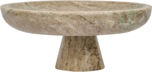 Light beige marble pedestal bowl with subtle speckling and smooth rim