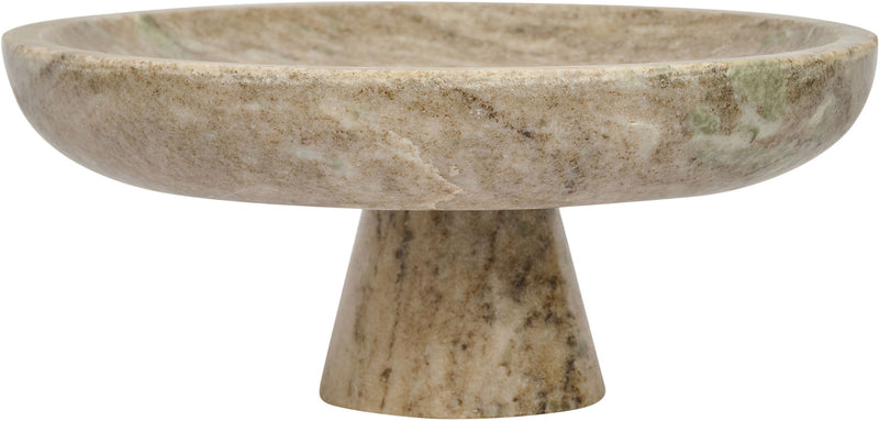 Light beige marble pedestal bowl with subtle speckling and smooth rim