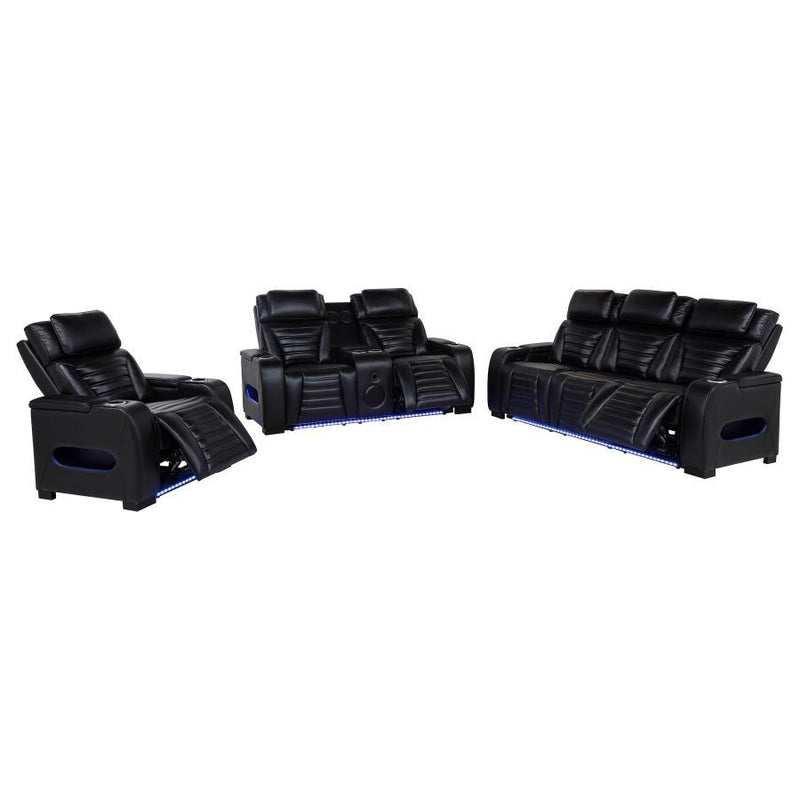 Zuma - Faux Leather Dual Power LED Sofa Set