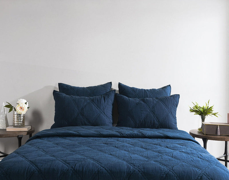 Caleb - Hand Stitched 4 Piece King Set - Midnight Blue