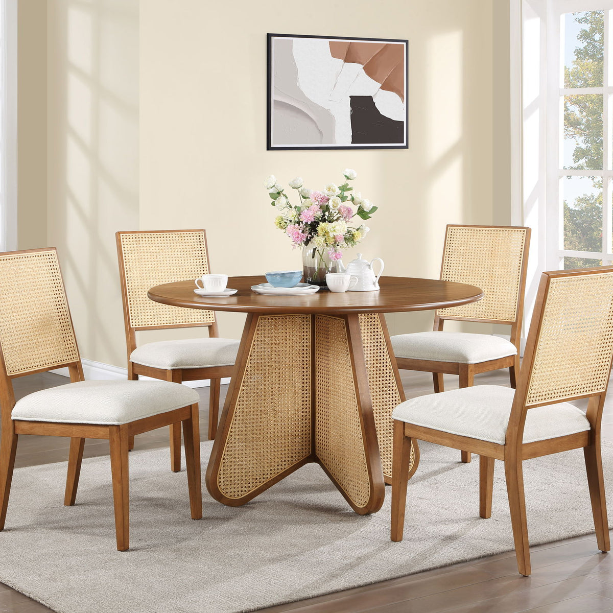 Butterfly - Solid Wood And Natural Cane Table