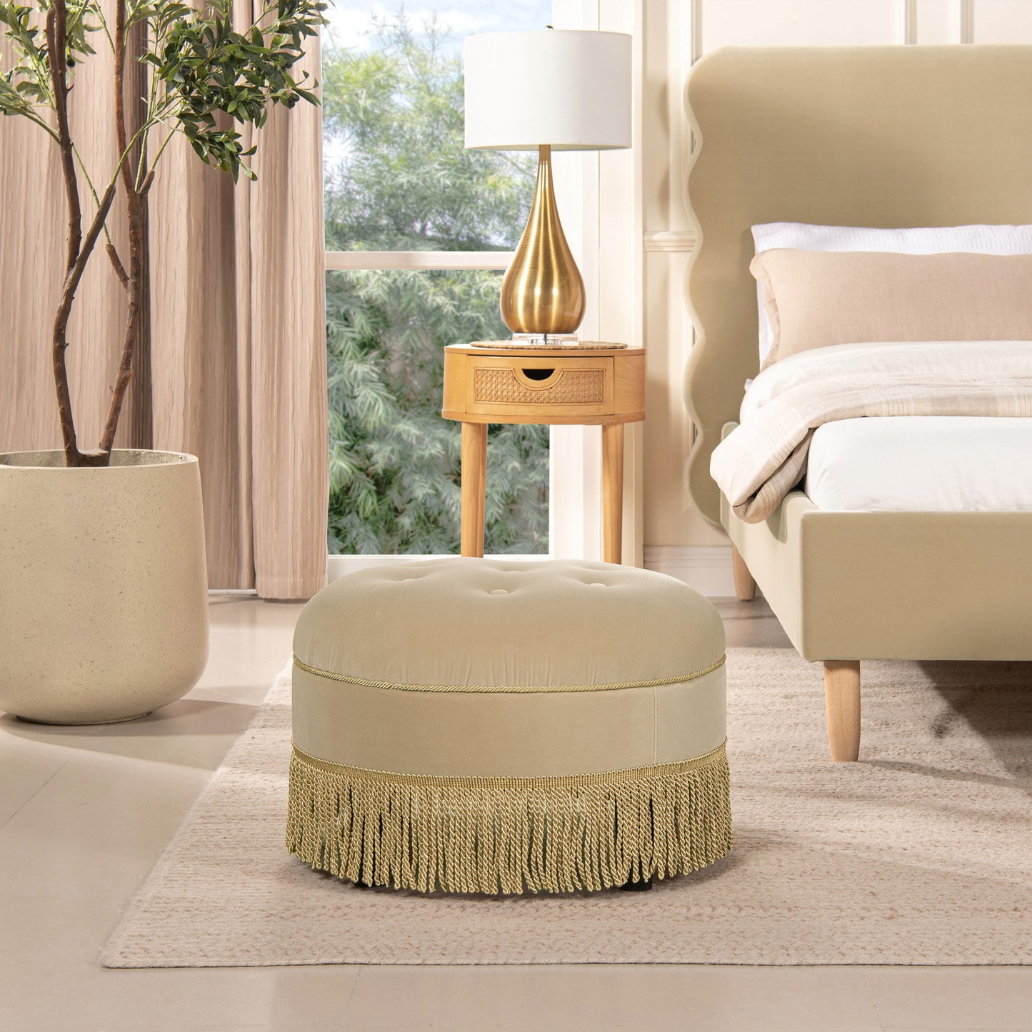 Yolanda - Round Upholstered Accent Ottoman