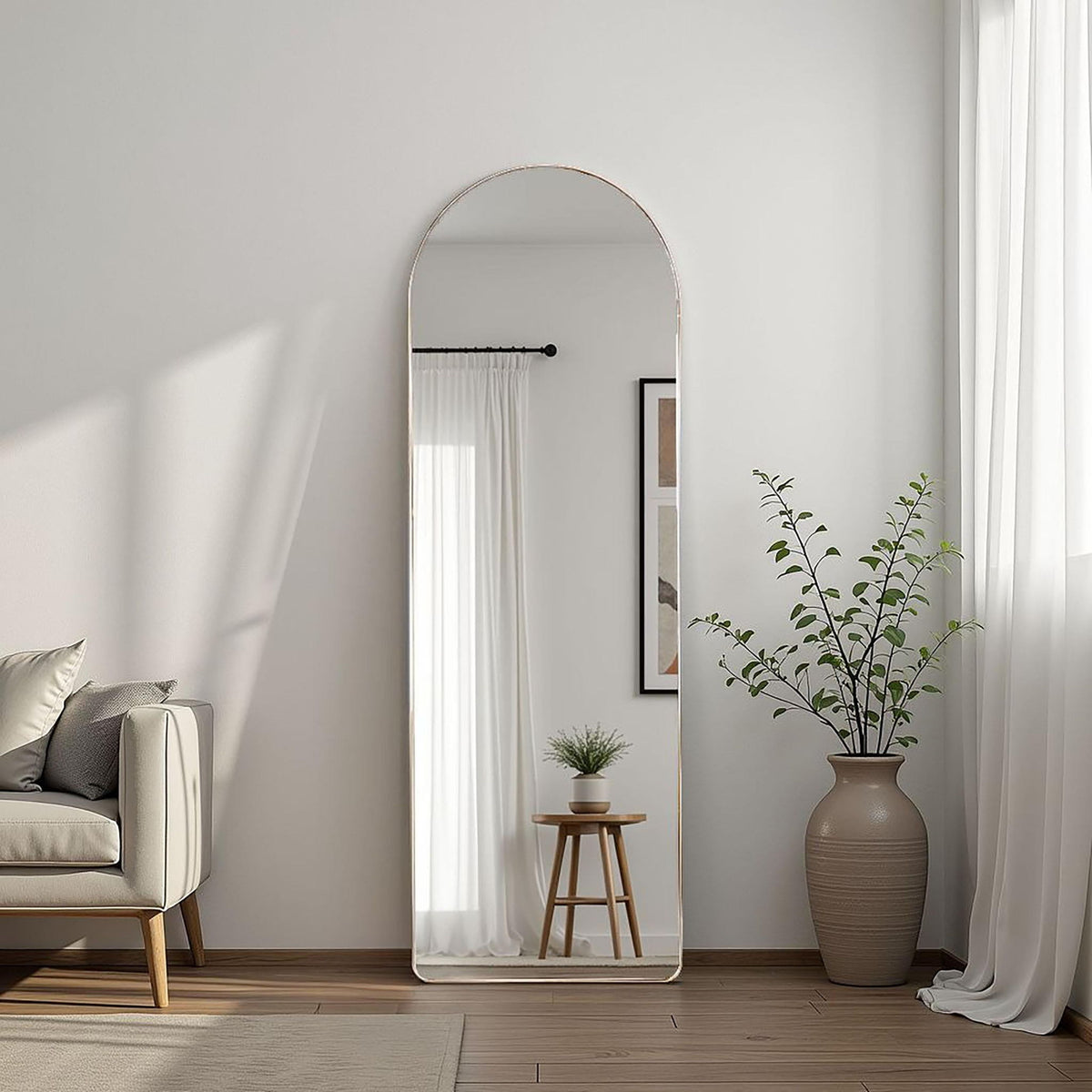 Stabler 20 x 60 Inch Metal Framed Floor Mirror Rose Gold