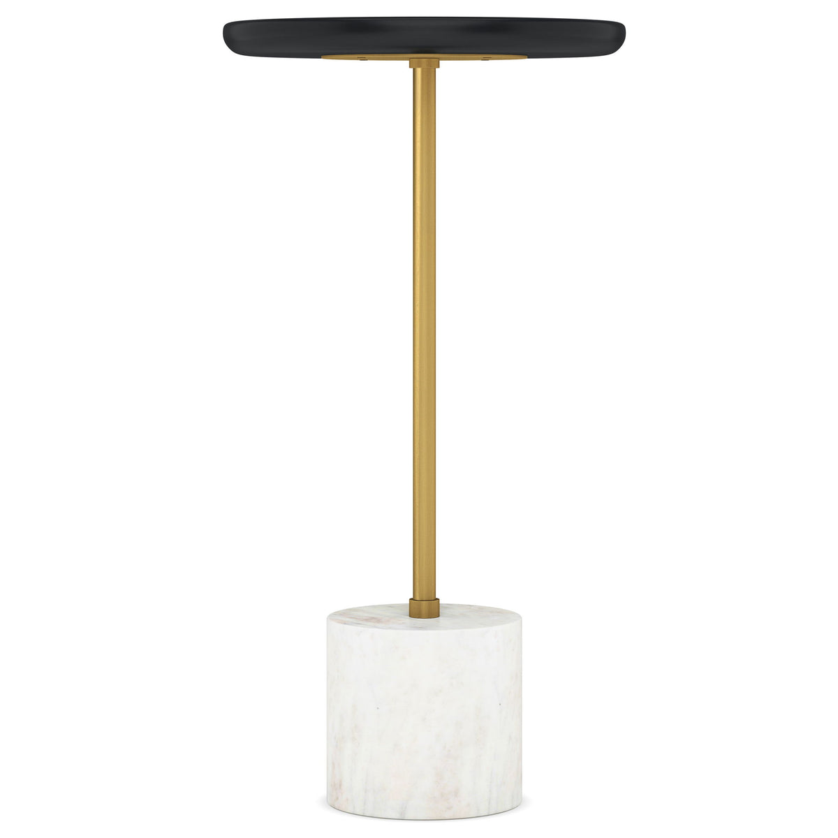 Side view of the Turner table, showing its slim gold stem and cylindrical base