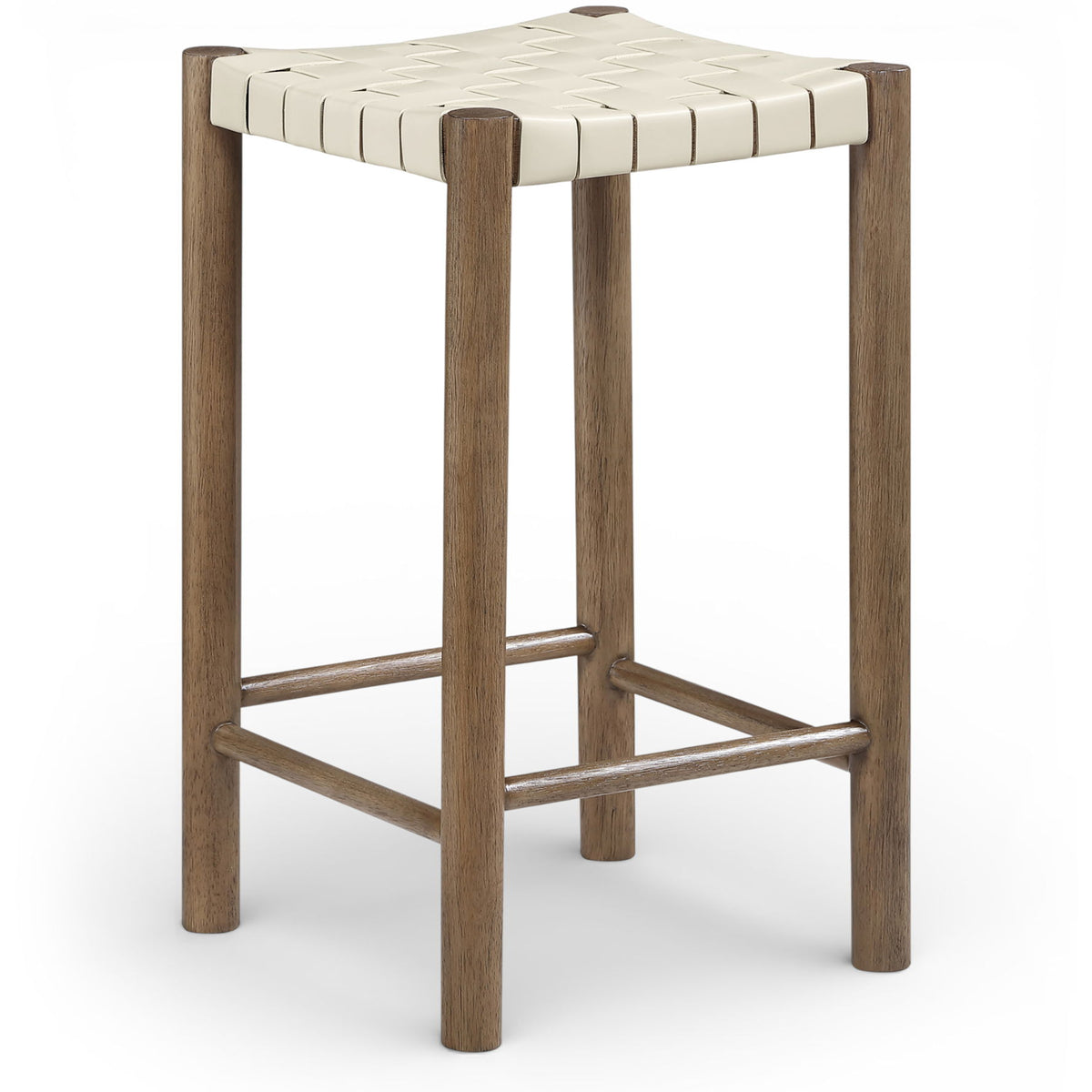 Entwine - Vegan Leather Upholstered Backless Counter Stool - Painted Brown