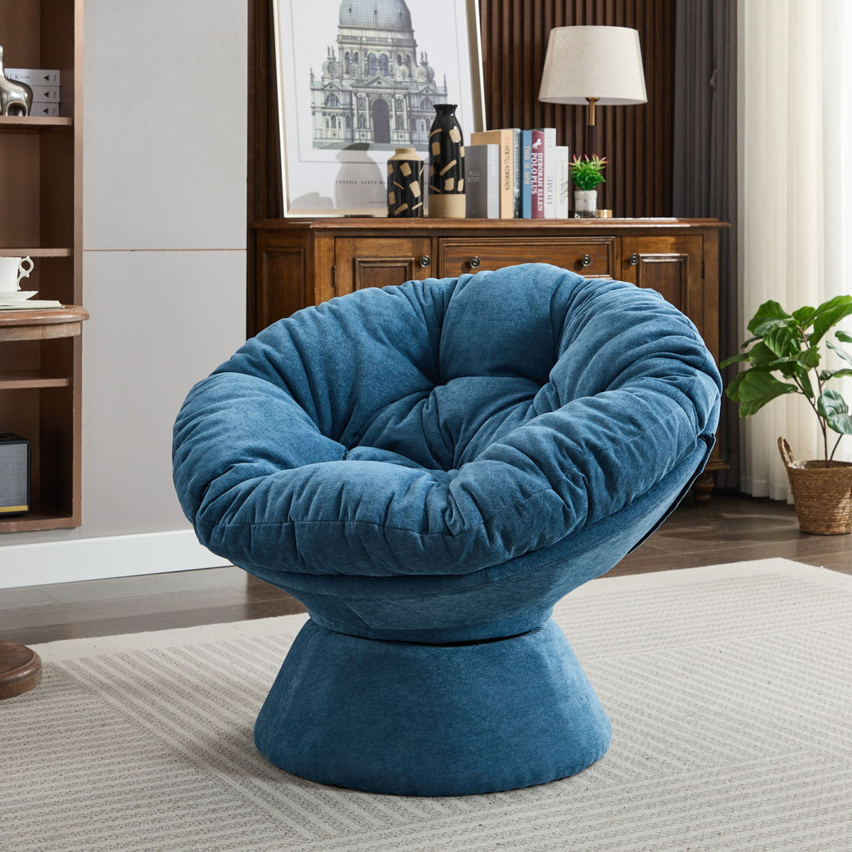 Oversized Swivel Accent Chair, 360 Swivel Barrel Chair, Papasan Chair For Living Room Bedroom