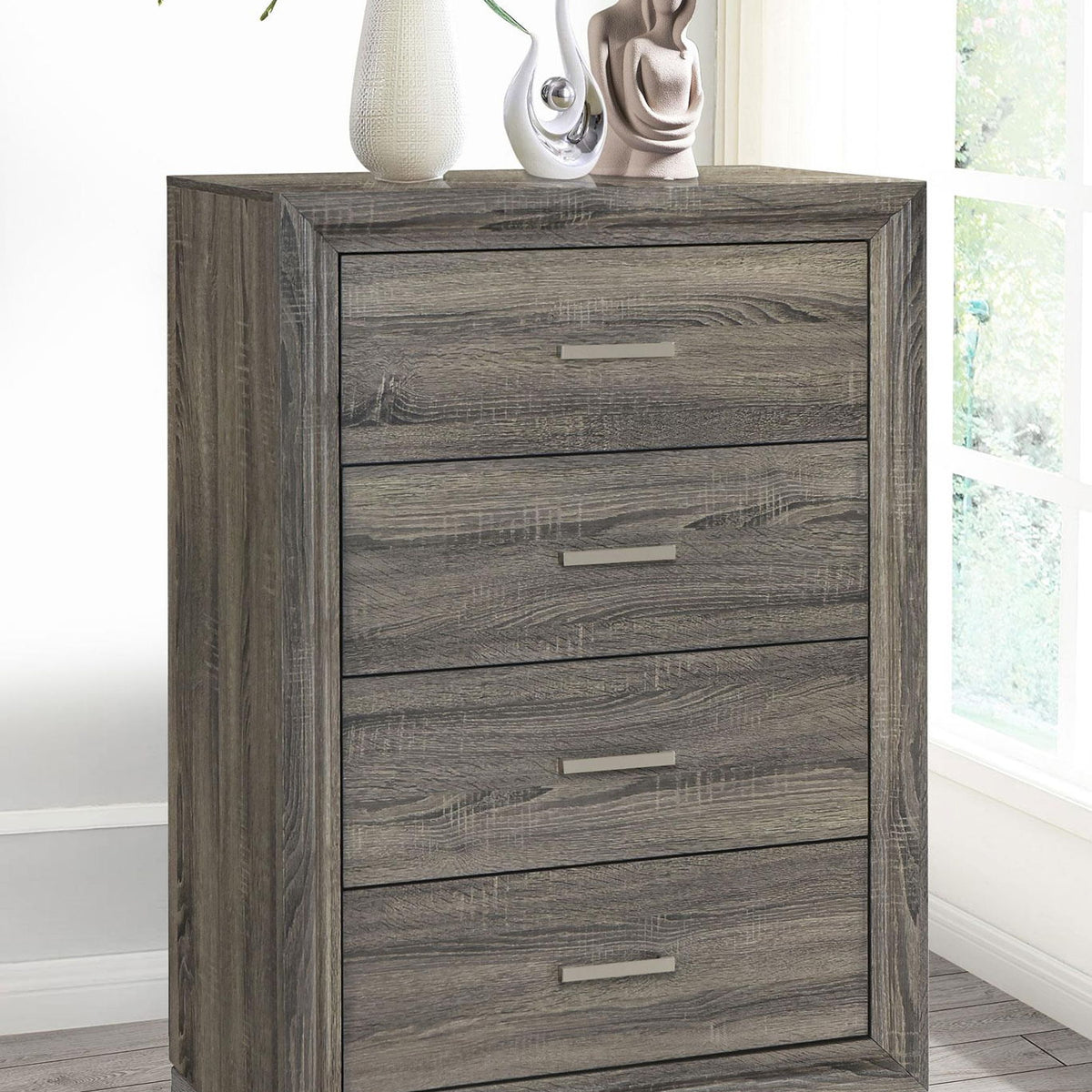 Wright 4-drawer Chest of Drawers Brown Oak