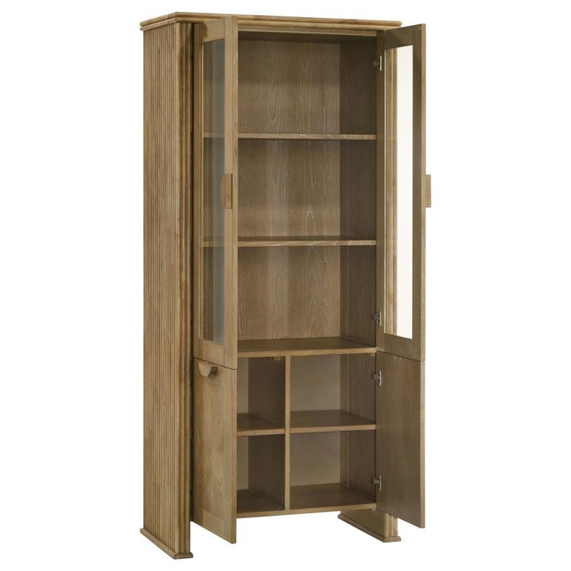 Adina - Tall Display Cabinet - Distressed Light Brown