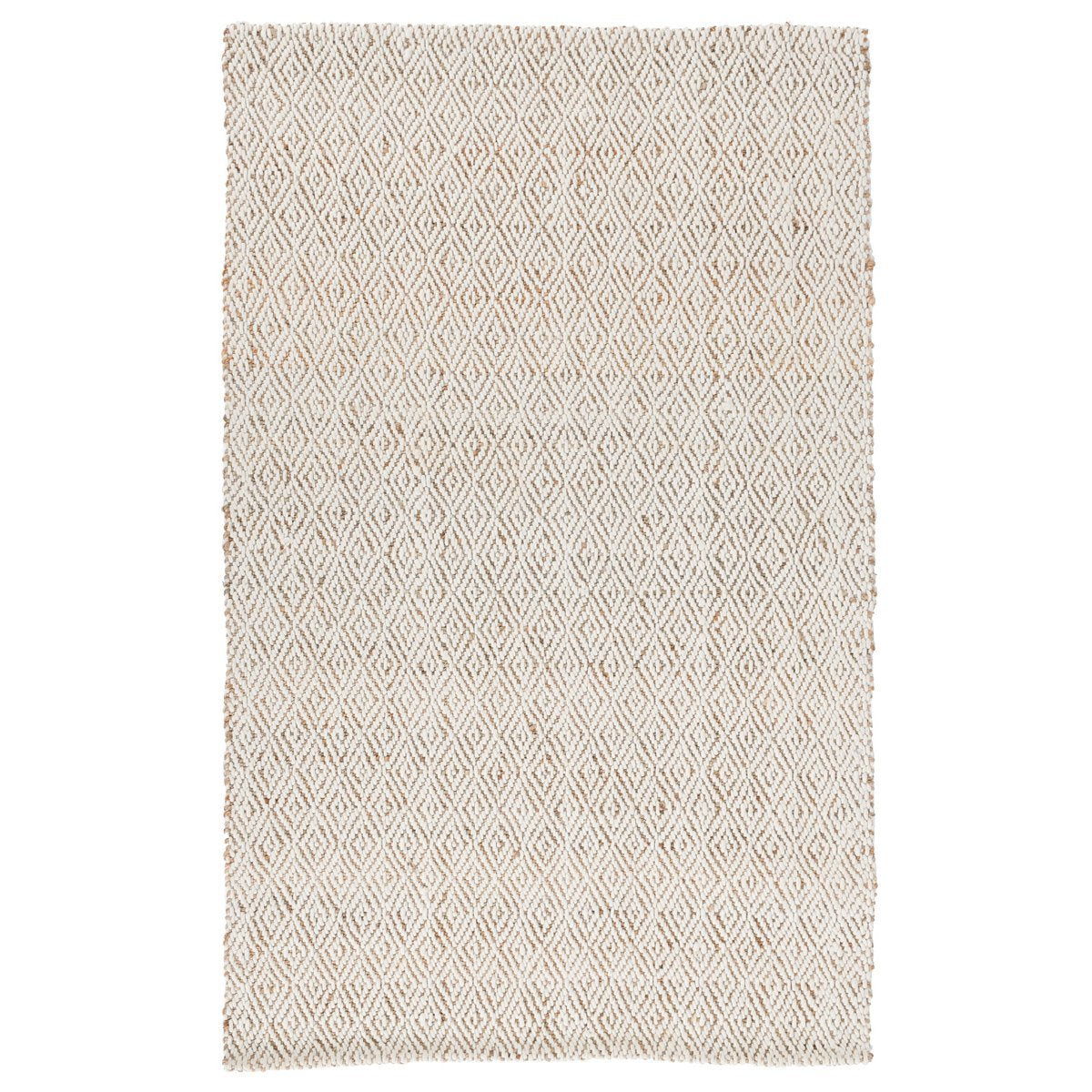 Tomar natural rug with diamond pattern weave and fringed edge detailing at corners