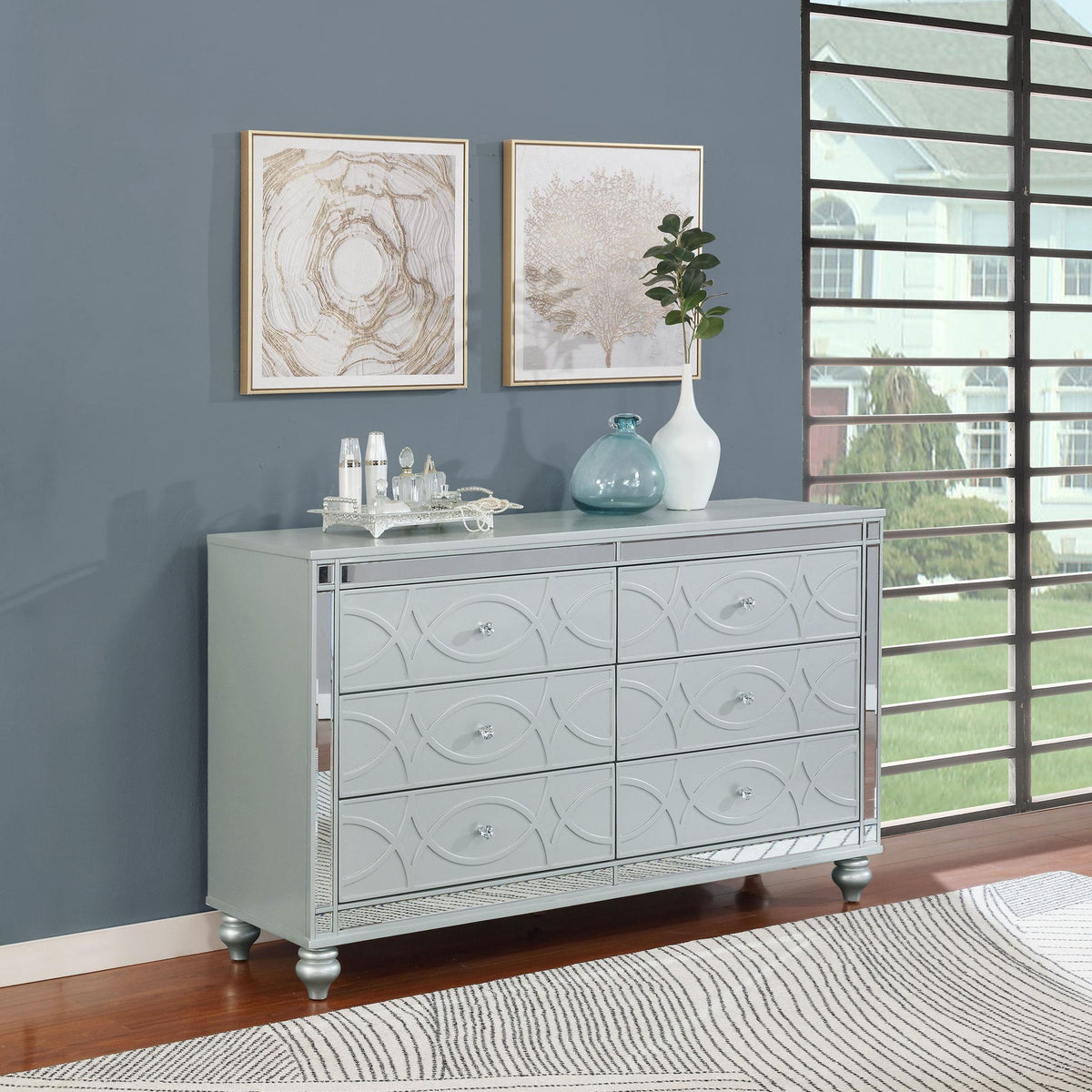 Gunnison 6-drawer Dresser Silver Metallic