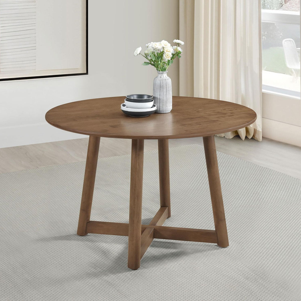 Dinah Round 47-inch Solid Wood Dining Table Walnut
