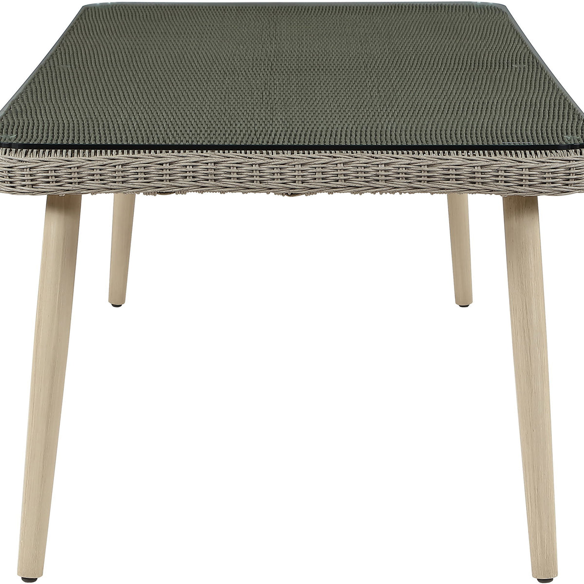 Seacrest - Tempered Glass Top And Wicker Outdoor Patio Dining Table