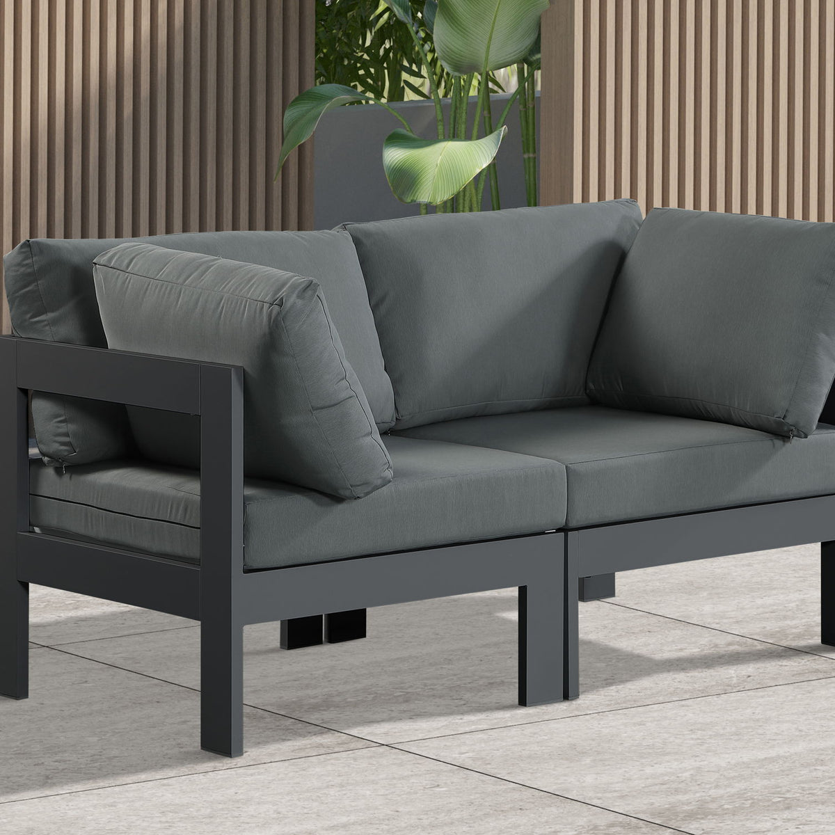 Nizuc - Outdoor Patio 2 Seat Modular Sofa With Gray Frame