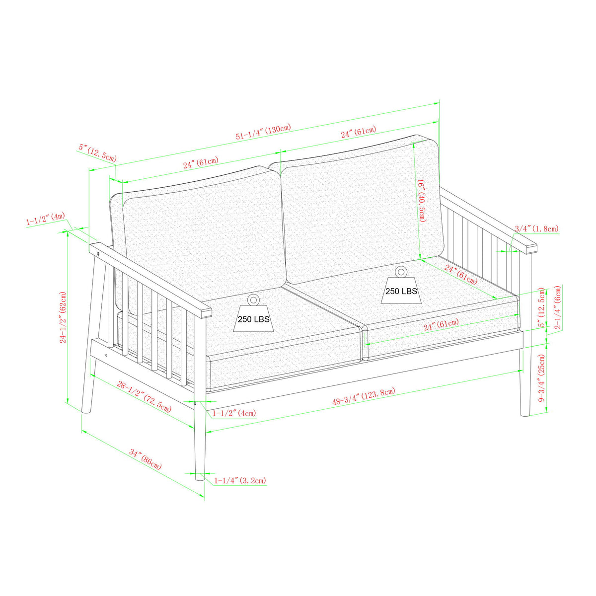 Contemporary Cushioned Patio Triple Lounge