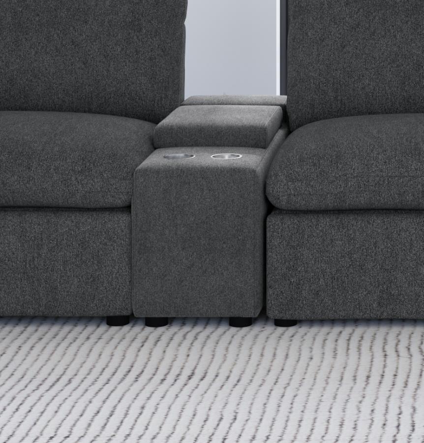 Collins - Upholstered Modular Storage Console - Dark Gray