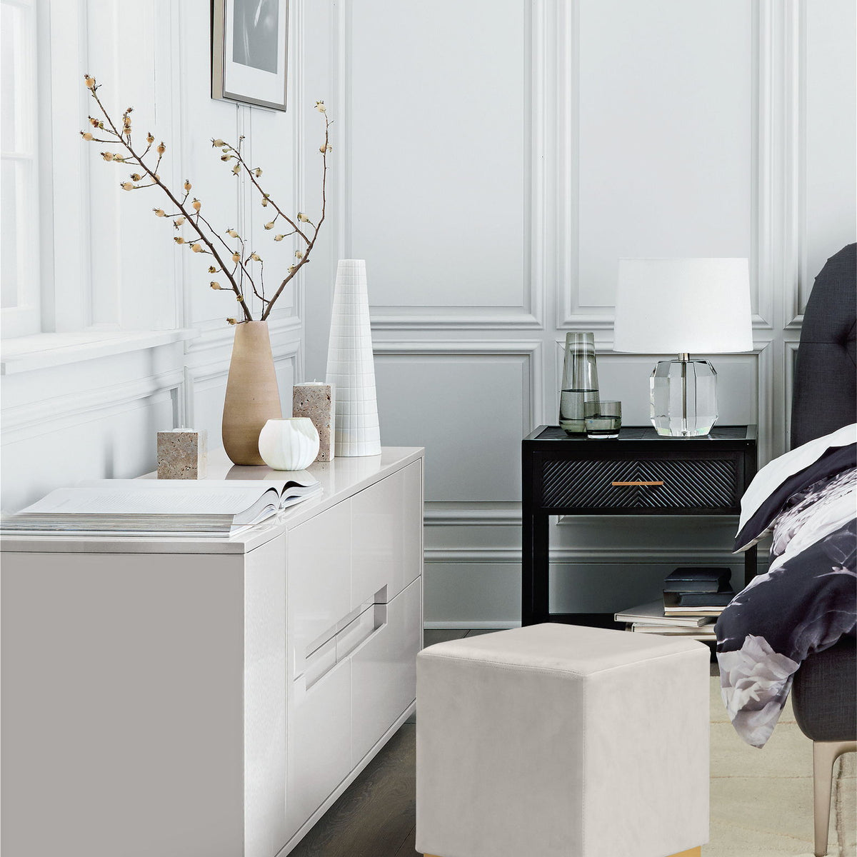 Jax - Stool Ottoman with Gold Base