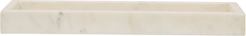 White marble tray with minimal veining and rectangular shallow shape.