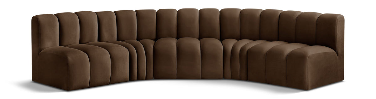 Arc - Velvet 5 Piece U-Shaped Modular Sofa