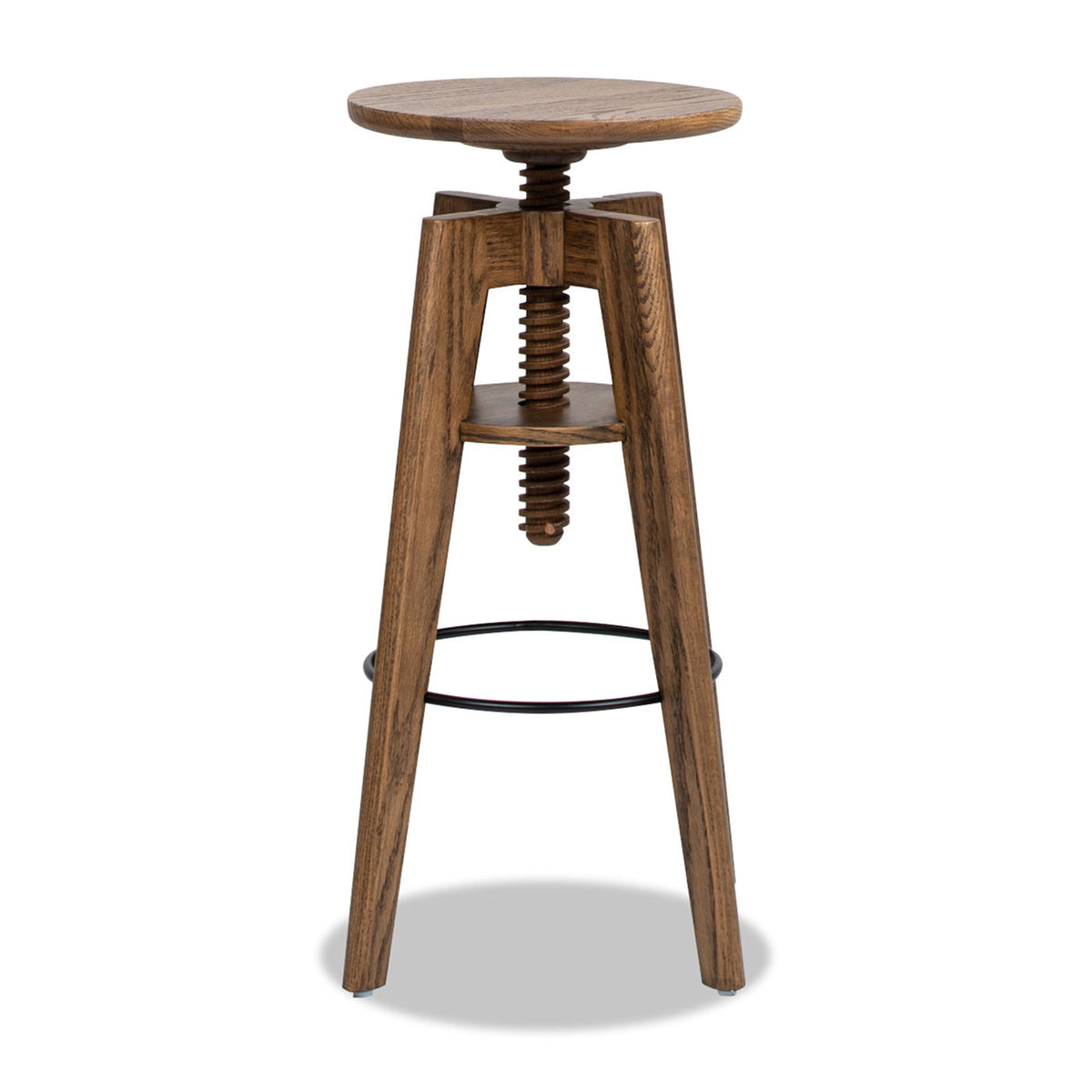 Spencer - Minimalist Oak Adjustable Bar Counter Stool - Walnut Brown Oak