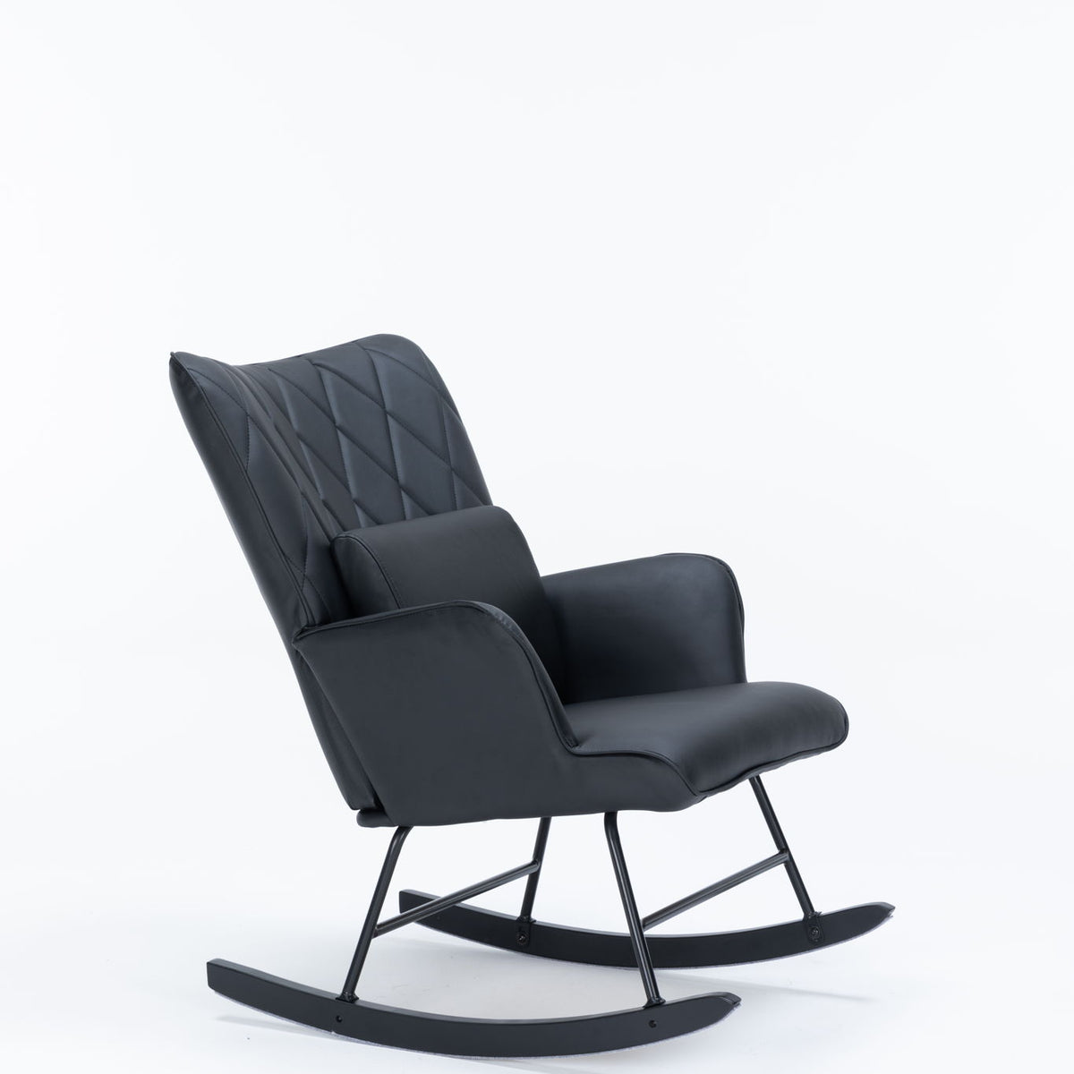 Rocking Accent Chair With Lumbar Pillow And Ottoman