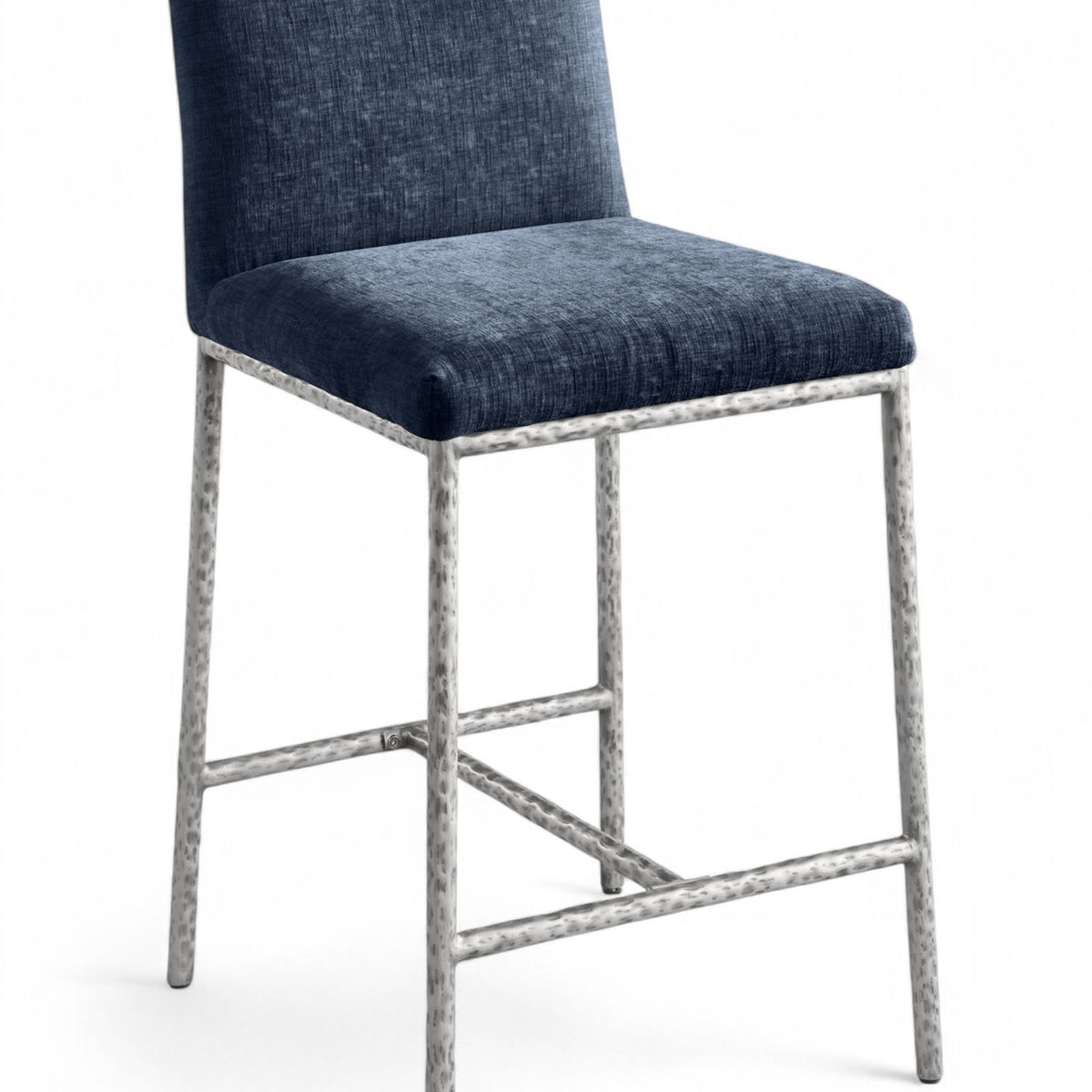 Reeves - Chenille Fabric Upholstered Counter Stool (Set of 2) - Silver Base