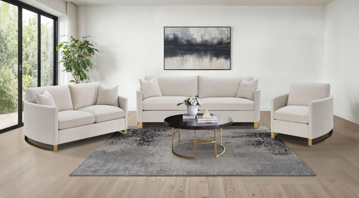 Corliss 3-piece Upholstered Arched Arm Sofa Set Beige
