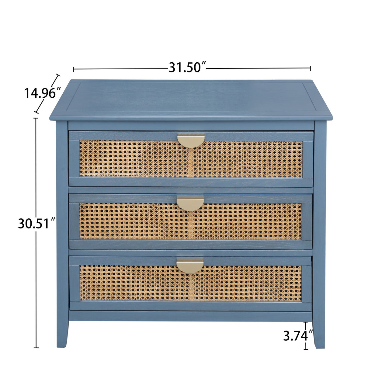 3 Drawer Cabinet, Natural Rattan, American Furniture