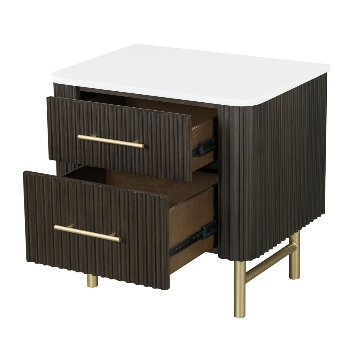 Clayten - Marble Top Nightstand - Espresso