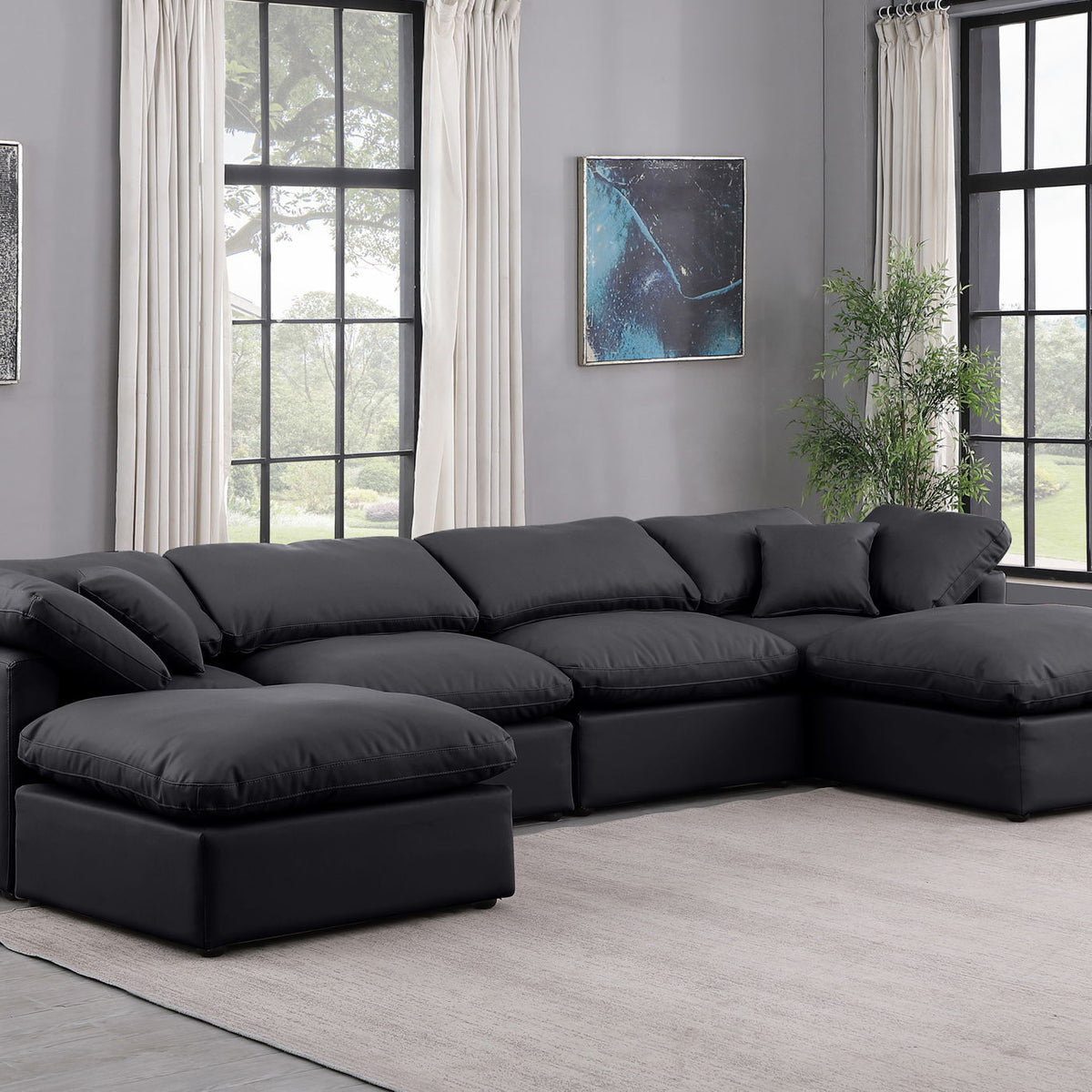 Indulge - Faux Leather 6 Piece Modular Double Chaise Sectional