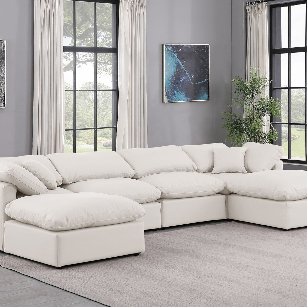 Indulge - Faux Leather 6 Piece Modular Double Chaise Sectional