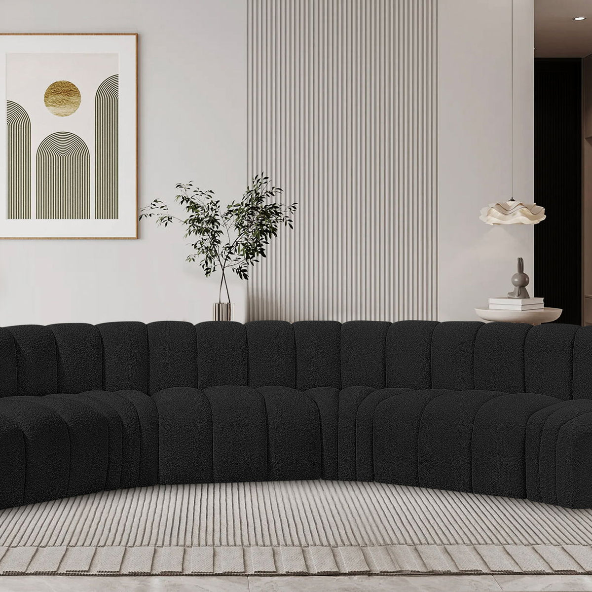 Arc - Boucle Fabric 6 Piece U-Shaped Modular Sofa