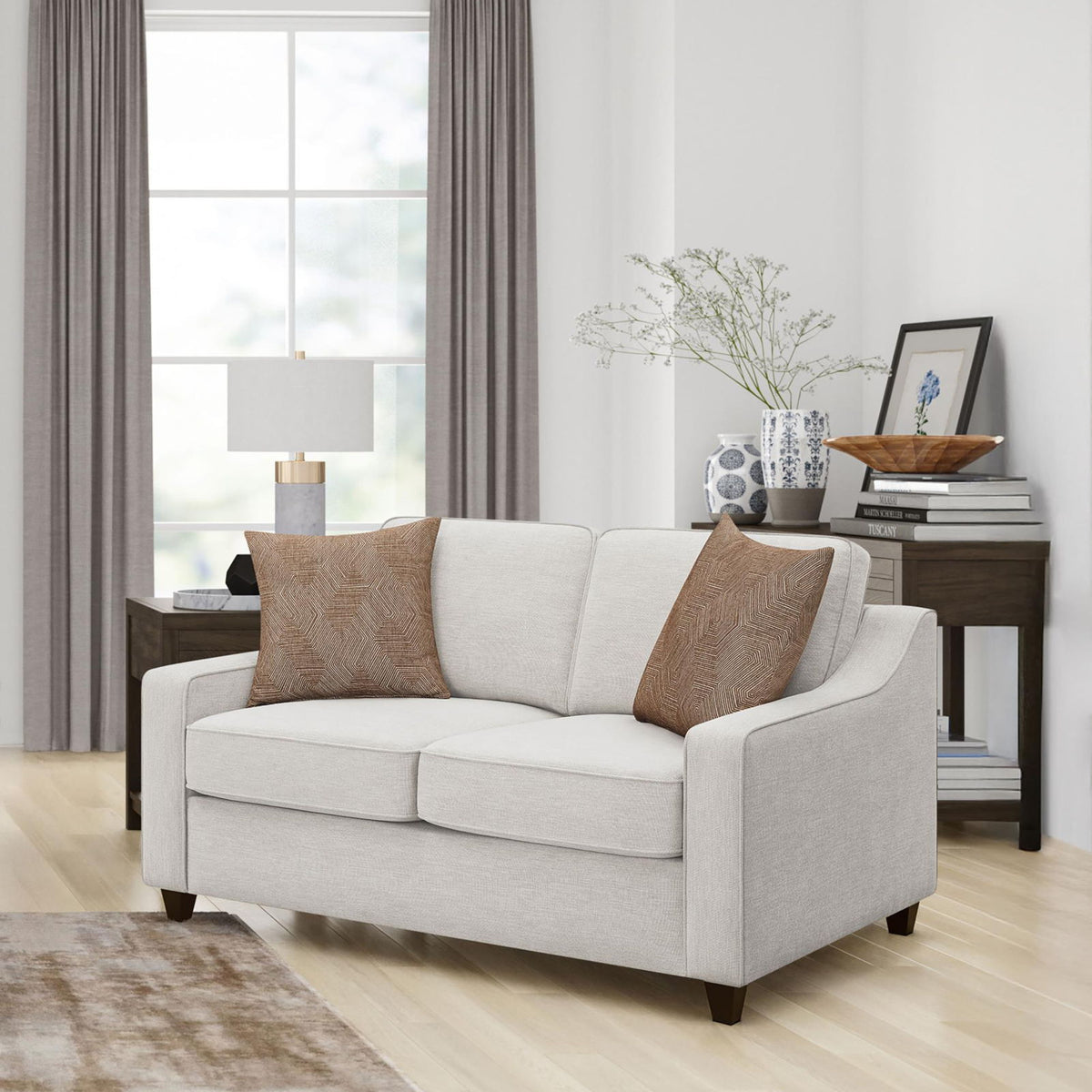 Christine Upholstered Sloped Arm Loveseat Beige