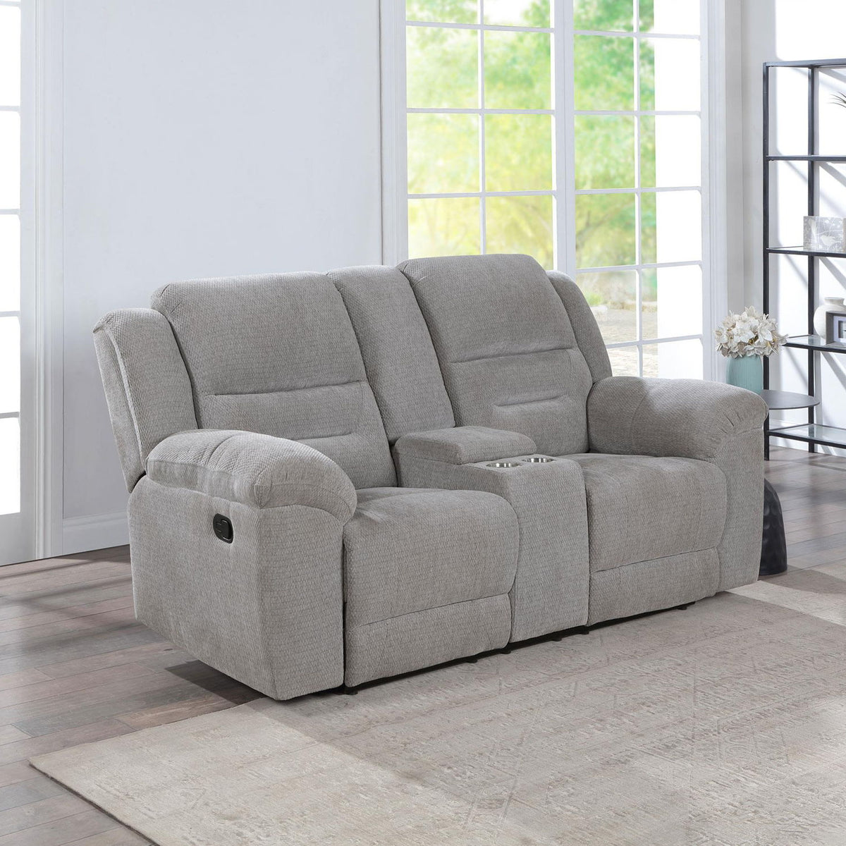 Gilson Chenille Upholstered Reclining Loveseat Grey
