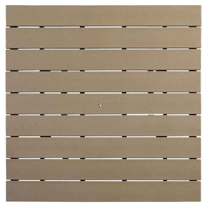 Driftwood slat tabletop panel with umbrella hole
