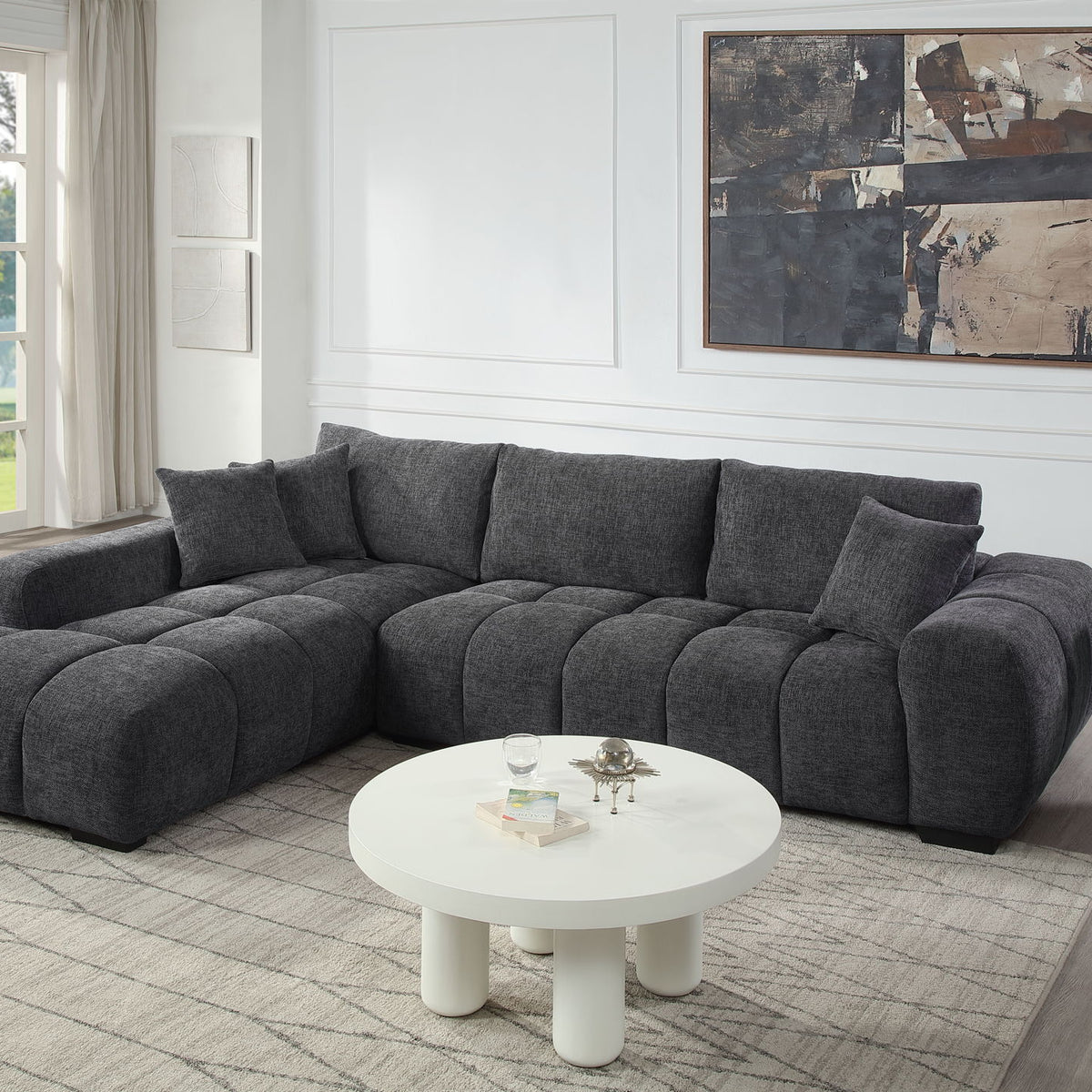 Chosen - Sectional Sofa With Toss Pillows And Chaise