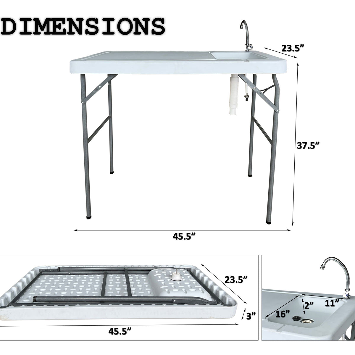 Outdoor Fish And Game Cutting Cleaning Table With Sink And Faucet - Off White
