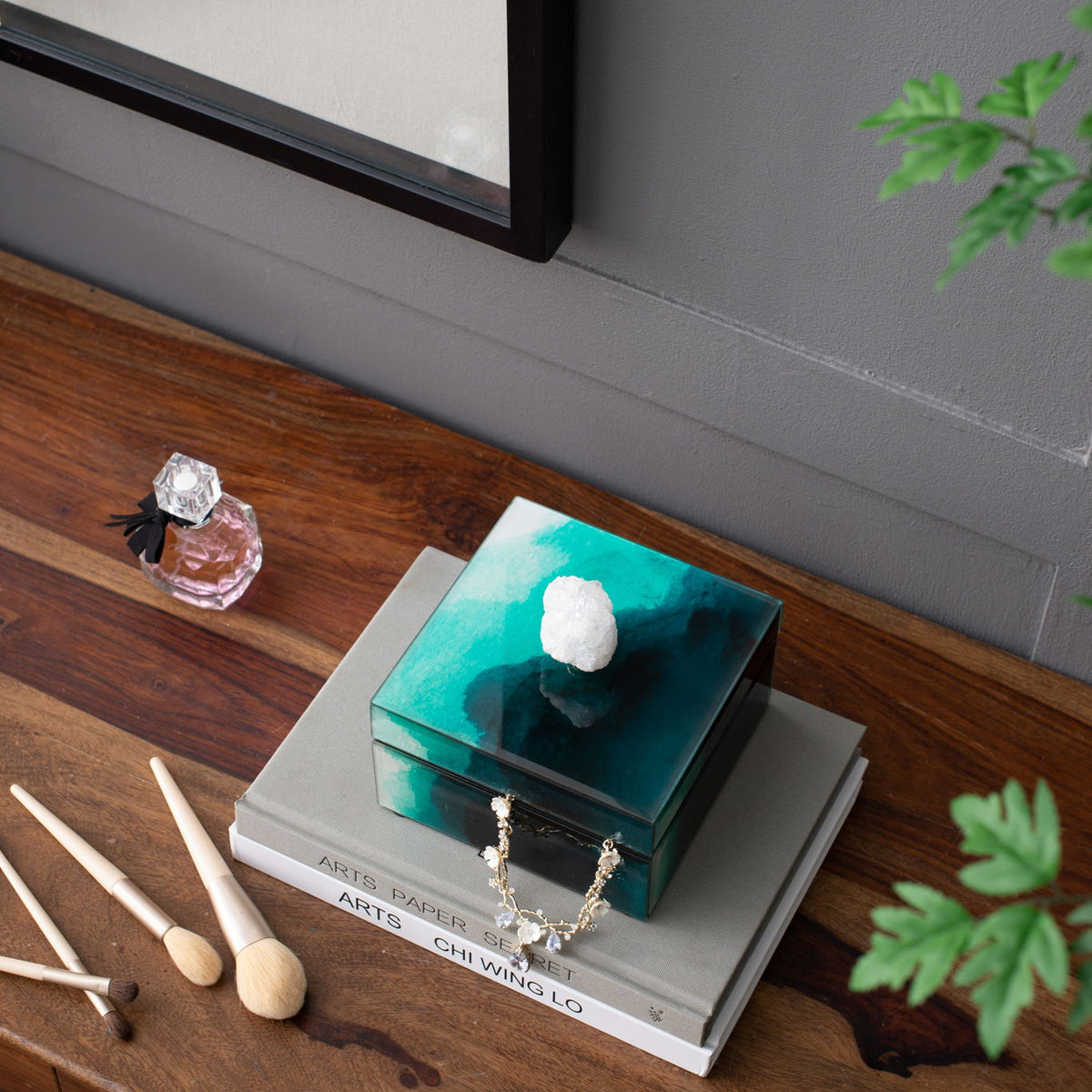 Bethany - Aqua Jewelry Box, Stackable Decorative Storage Boxes & Lids