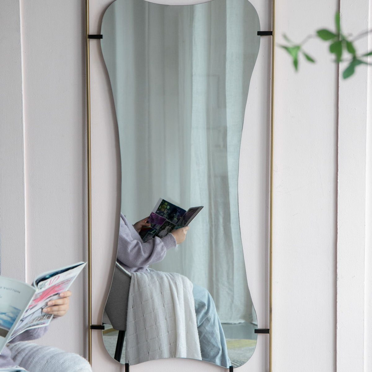 Poppy Mirror With Metal Frame Contemporary Design For Bathroom, Entryway Wall Decor