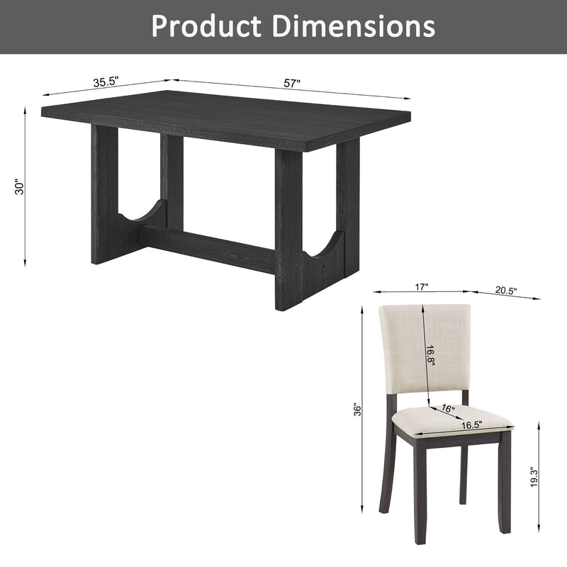 Dining Table Set, Rectangular Kitchen Table With Upholstered Chairs, U - Shaped Frame