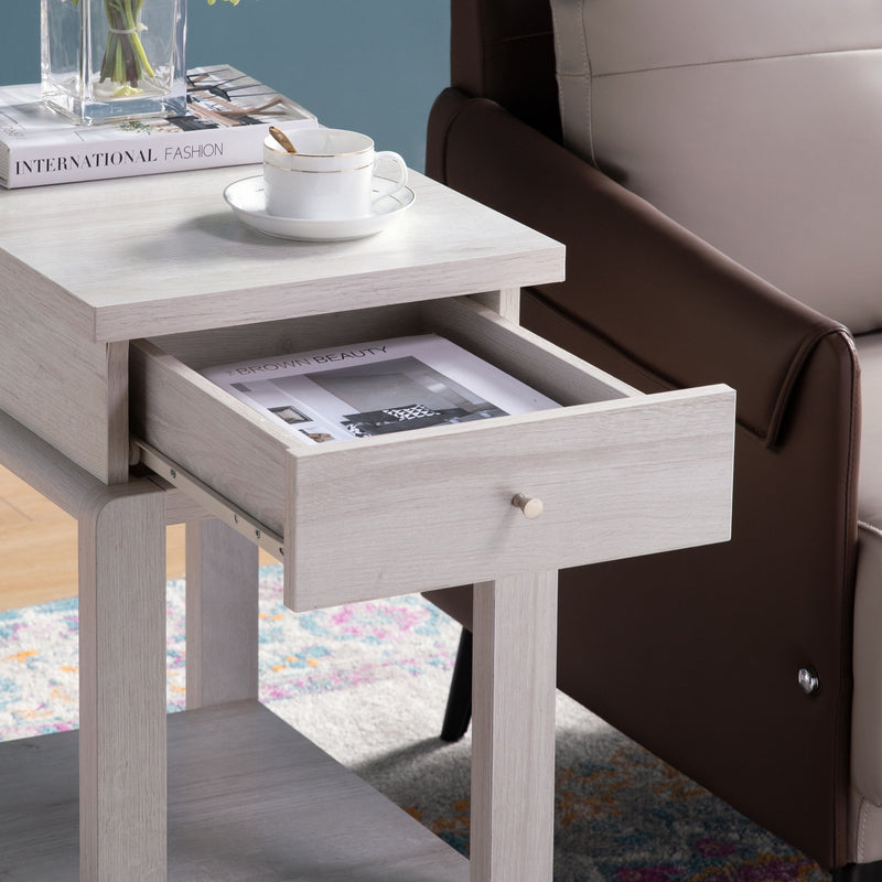 Chair Side End Table With One Drawer And Bottom Shelf
