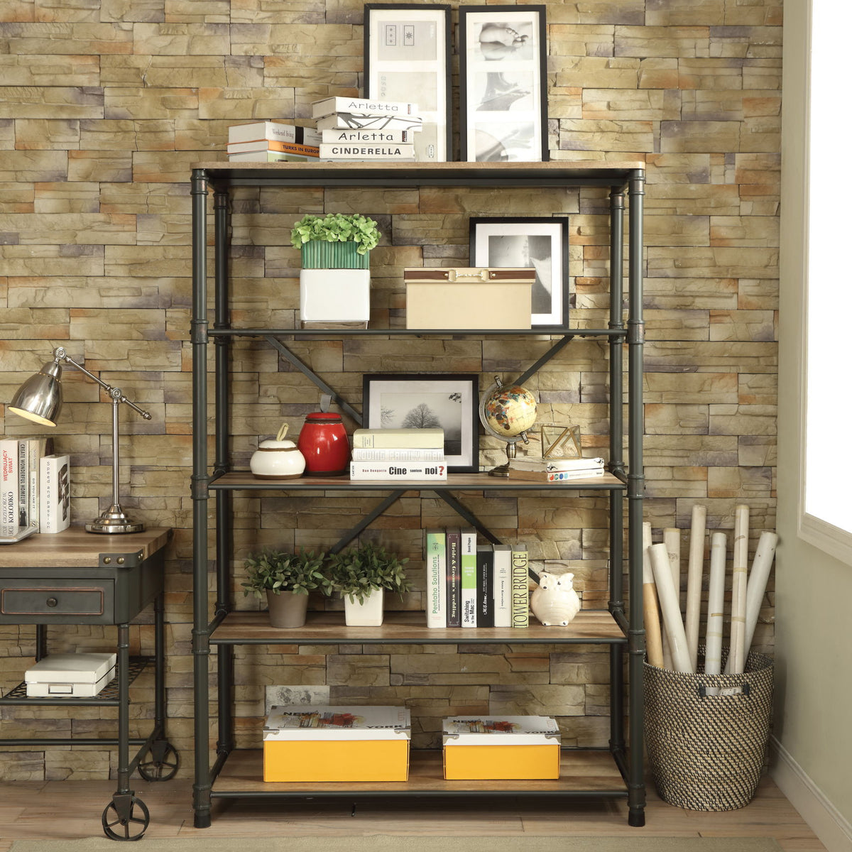 Itzel - Bookshelf - Gray / Oak