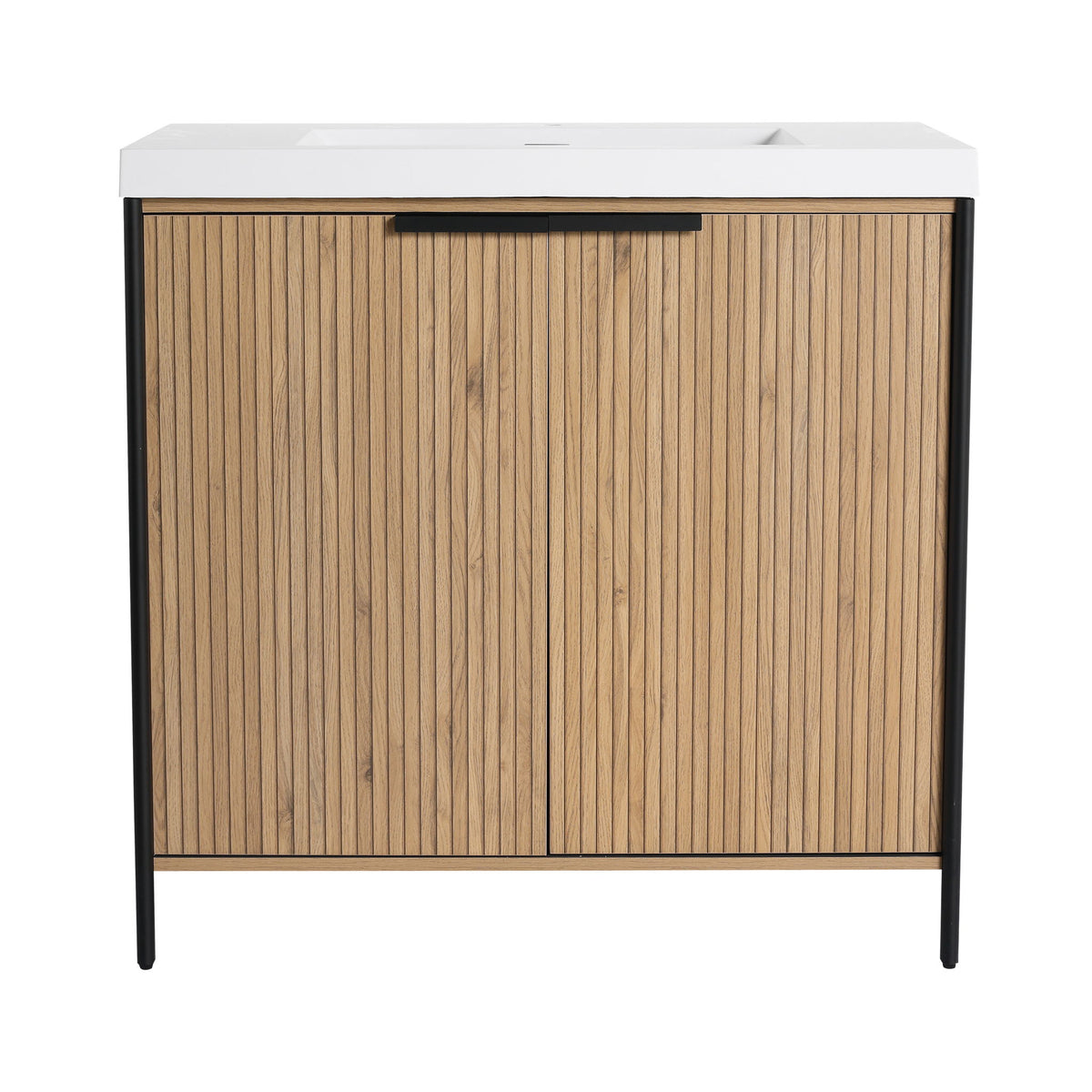 Modern Freestanding Bathroom Vanity With Resin Sink & Soft Close Cabinet Doors