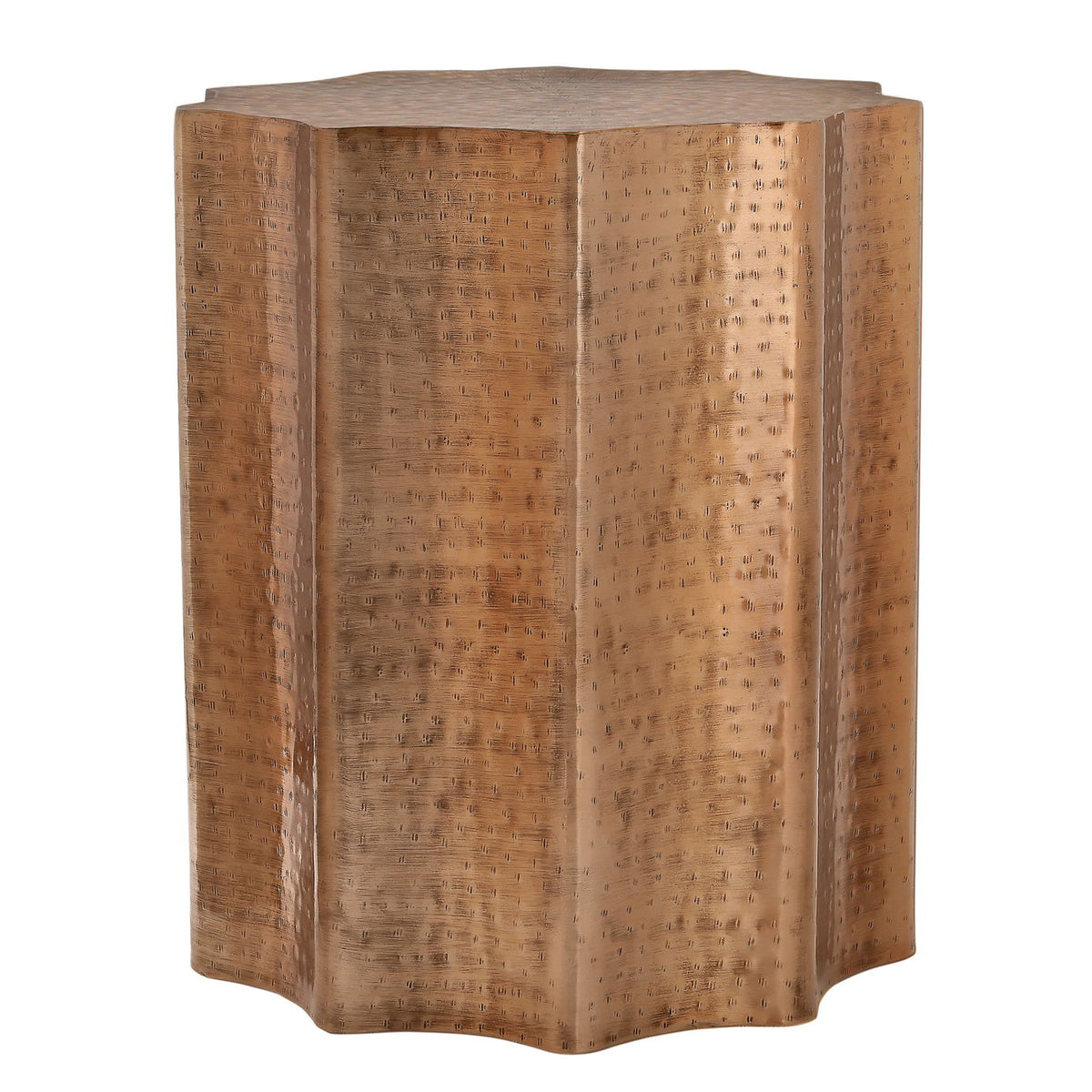 Drum Accent Side Table, Stylish Scalloped Design