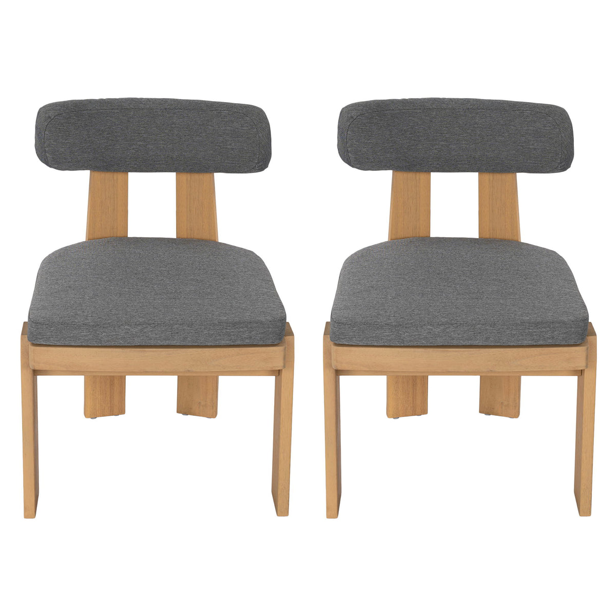 Dining Chairs With Rolled Cushion Back & Seat, Indoor Outdoor (Set of 2)