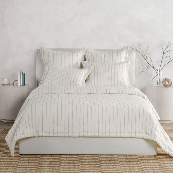 Ivory pinstripe comforter set with two matching pillow shams